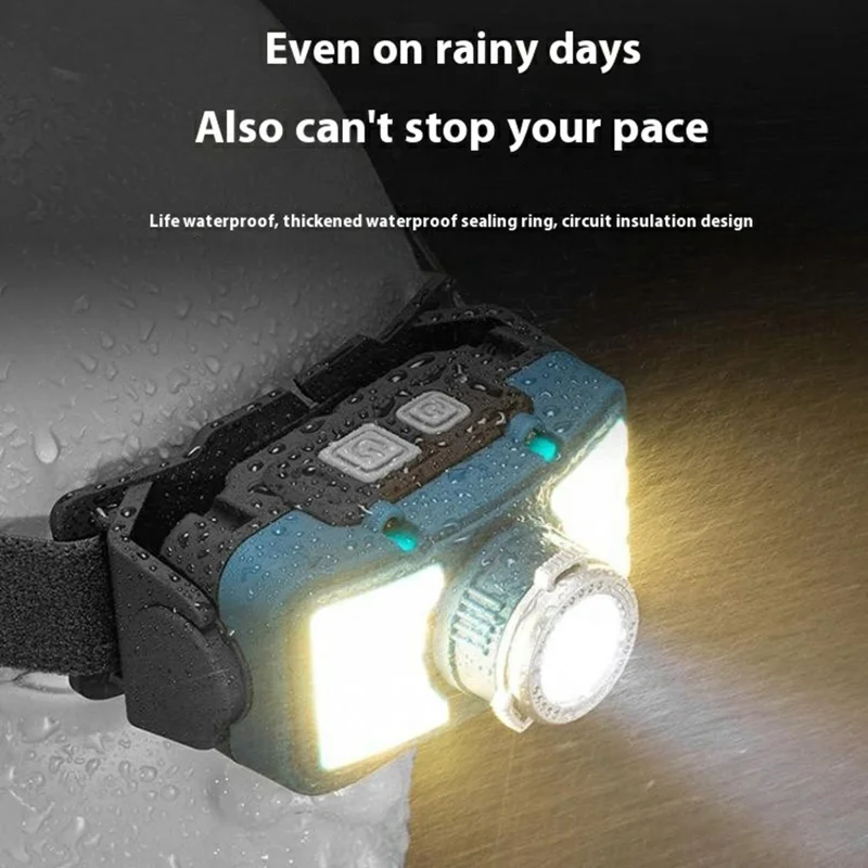 W6100A LED Mini Headlamp Motion Sensor COB Outdoor Adventure Fishing Headlight High Brightness - Blue