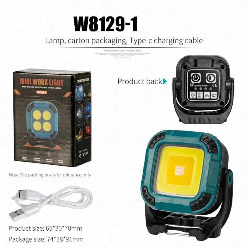 W8129-1 Tragbare COB Arbeitsleuchte für Outdoor-Camping mit magnetischer Basis, wiederaufladbare Zeltlampe - Blau