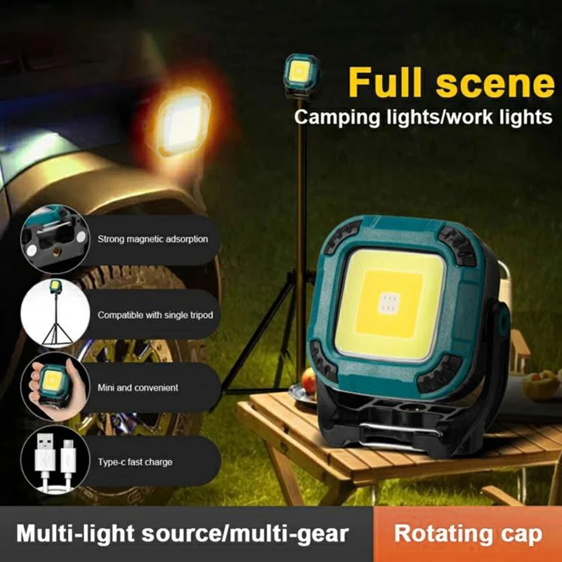 W8129-1 Tragbare COB Arbeitsleuchte für Outdoor-Camping mit magnetischer Basis, wiederaufladbare Zeltlampe - Blau
