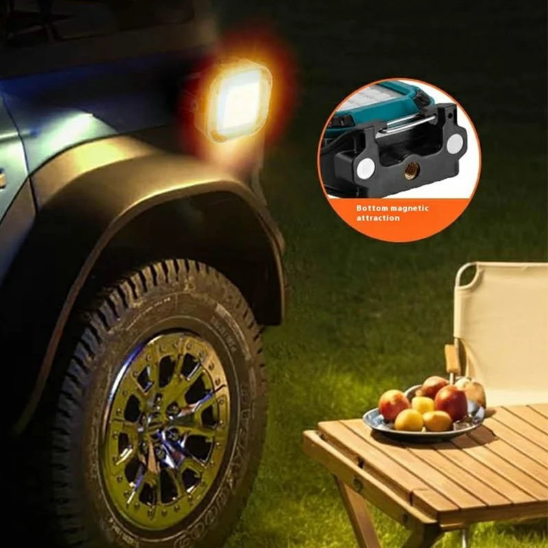 W8129-3 Portable Work Light for Camping Rechargeable Outdoor Tent Lamp with Magnetic Base - Blue