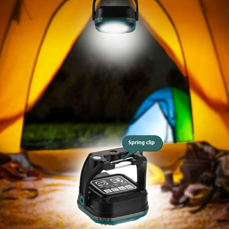 W8129-3 Portable Work Light for Camping Rechargeable Outdoor Tent Lamp with Magnetic Base - Blue