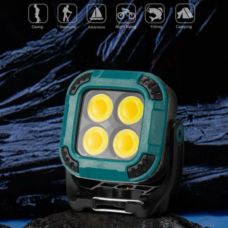 W8129-4 Outdoor Camping 4 COB LED Square Work Light Portable Multifunction Tent Lamp with Magnetic Base - Yellow