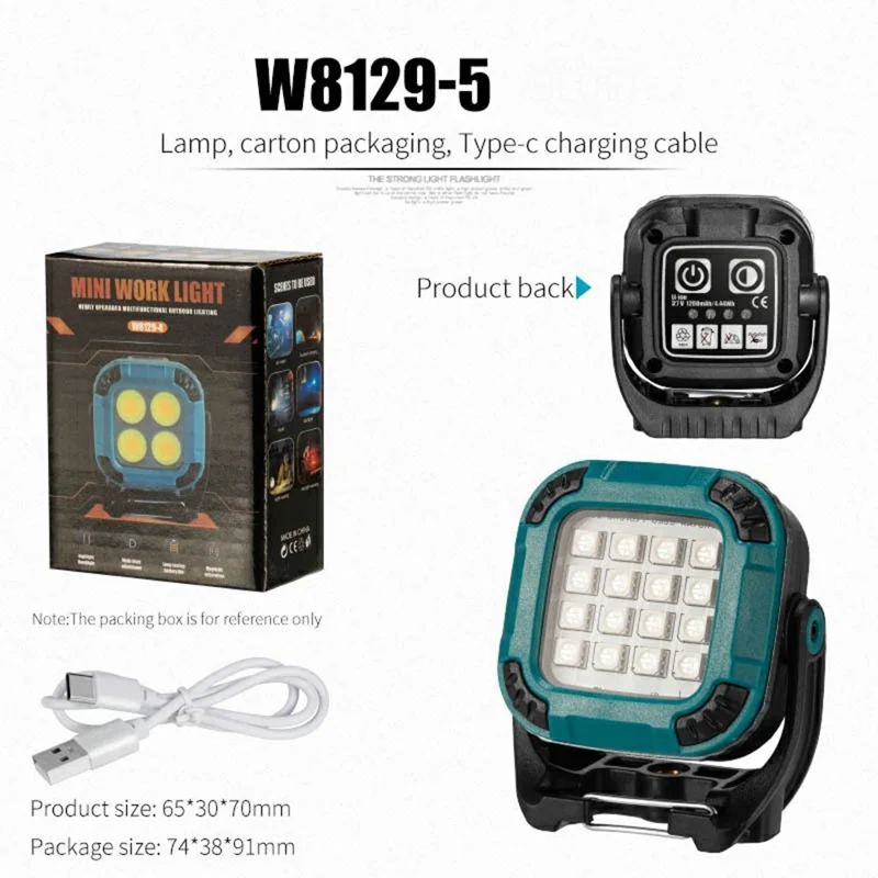 W8129-5 Mini Square Work Light for Outdoor Camping Tent LED Lamp with Magnetic Base - Blue