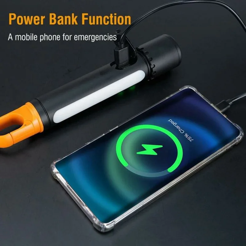 X725 Outdoor Camping Torch Telescopic Zoom White Laser Flashlight with Power Bank Function