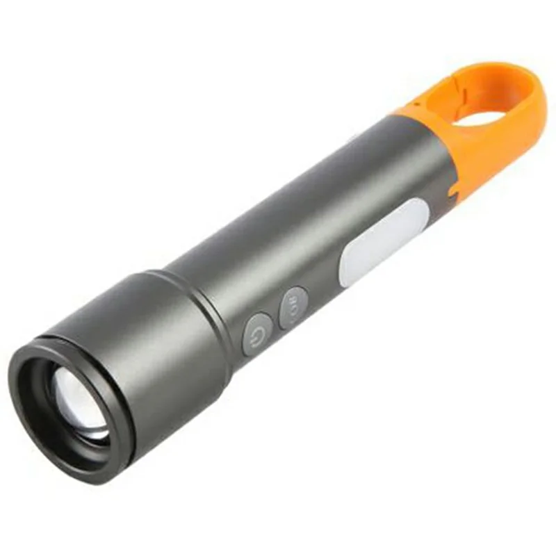 X723 Lampe de poche laser blanche zoomable pour extérieur 800 lm, rechargeable par USB-C, en alliage d'aluminium pour le camping - Argent
