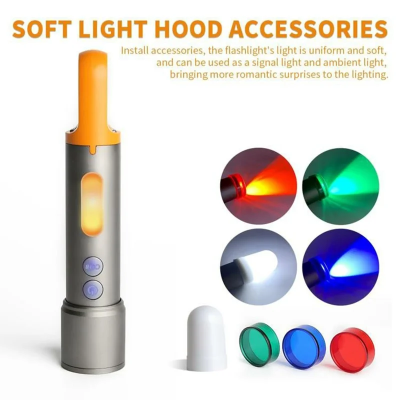 X723 Lampe de poche laser blanche zoomable pour extérieur 800 lm, rechargeable par USB-C, en alliage d'aluminium pour le camping - Argent