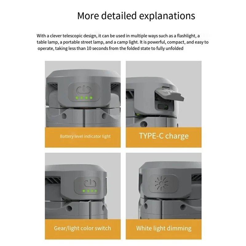 KXK2086 360 Degree Rotation Stepless Dimming Expandable Camping Lantern Waterproof Foldable Flashlight