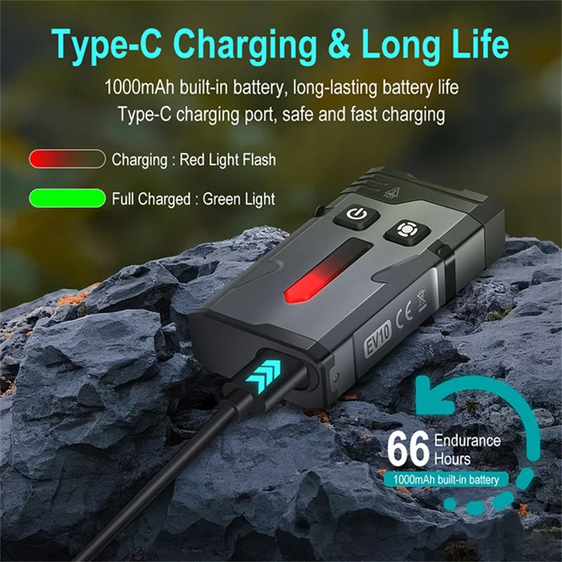 EV10 EDC Mini Flashlight Aluminum Alloy RGB Flood Spotlight IP66 Waterproof Outdoor Emergency Torch