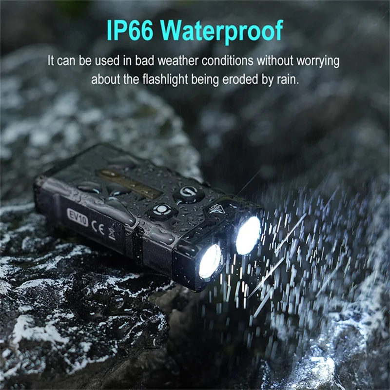 EV10 EDC Mini Flashlight Aluminum Alloy RGB Flood Spotlight IP66 Waterproof Outdoor Emergency Torch