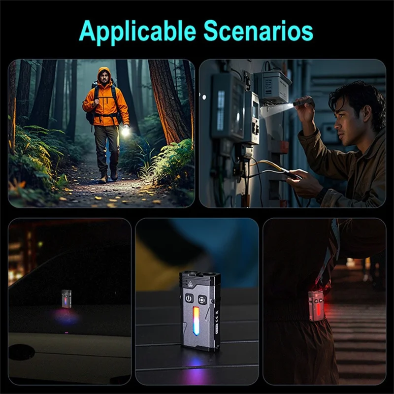 EV10 EDC Mini Flashlight Aluminum Alloy RGB Flood Spotlight IP66 Waterproof Outdoor Emergency Torch