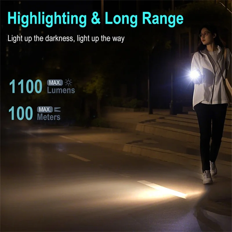 EV10 EDC Mini Flashlight Aluminum Alloy RGB Flood Spotlight IP66 Waterproof Outdoor Emergency Torch