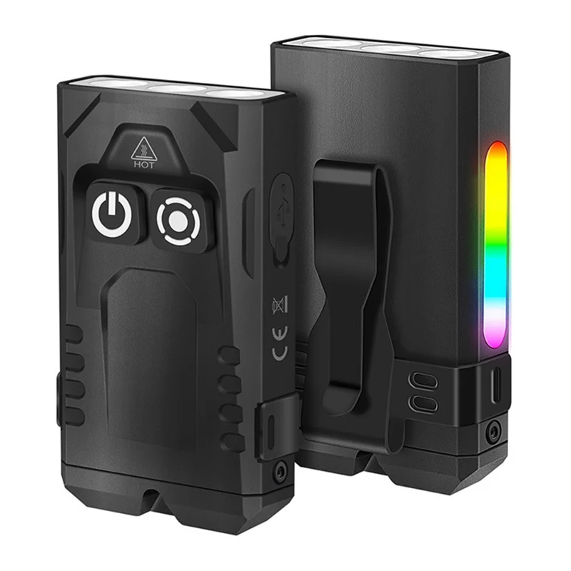 Lanterna Mini de Liga de Alumínio EV15S RGB Luz de Trabalho Magnética com Luz UV 365nm Recarregável
