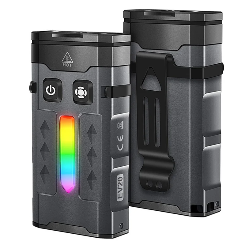EV20 EDC Mini Flashlight White + UV Light High Power Torch Aluminum Alloy RGB Atmosphere Lamp