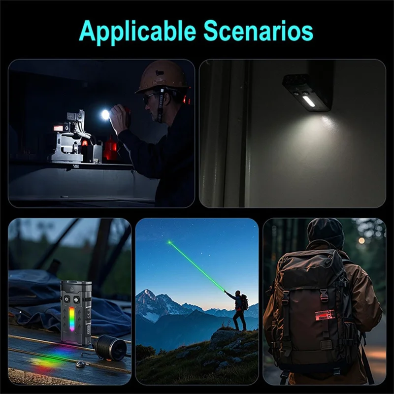 EV20 Lampe de poche portable d'extérieur en alliage d'aluminium Torche laser vert RGB Lampe d'ambiance