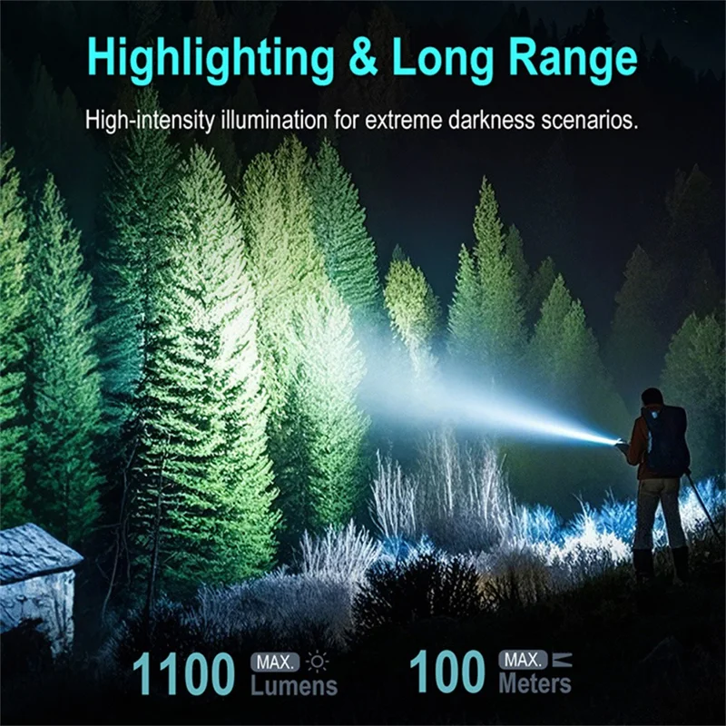 EV20 Lampe de poche portable d'extérieur en alliage d'aluminium Torche laser vert RGB Lampe d'ambiance