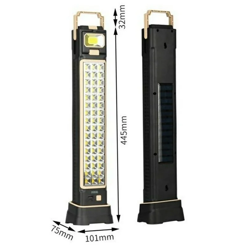 Lanterna de Trabalho USB Recarregável por Energia Solar Multifuncional para Camping e Emergências GZ02902