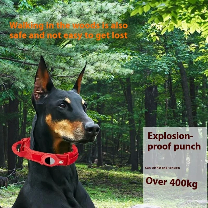 Set di Collare Tattico in Nylon per AirTag con Custodia Protettiva e Film Hydrogel per Animali di Taglia Media e Grande - Nero / M