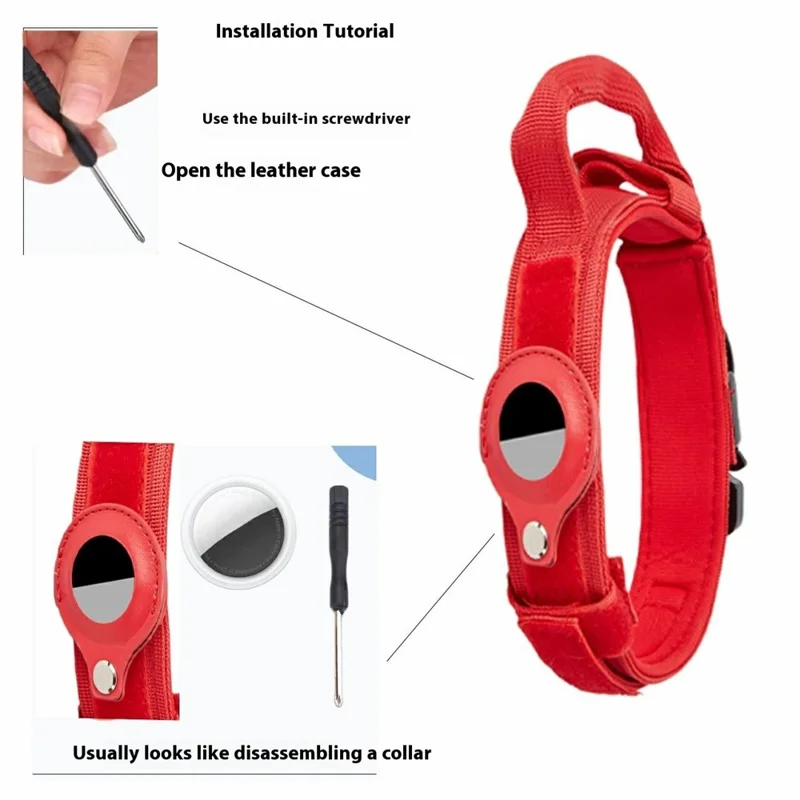 Set di Collare Tattico in Nylon per AirTag con Custodia Protettiva e Film Hydrogel per Animali di Taglia Media e Grande - Nero / M