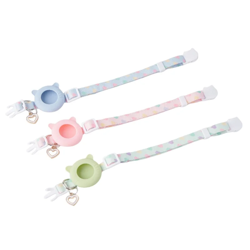 For AirTag Lovely Silicone Protective Case Pet Collar + Front Rear Hydrogel Film Set - Green / M