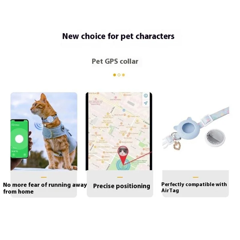 For AirTag Lovely Silicone Protective Case Pet Collar + Front Rear Hydrogel Film Set - Green / M