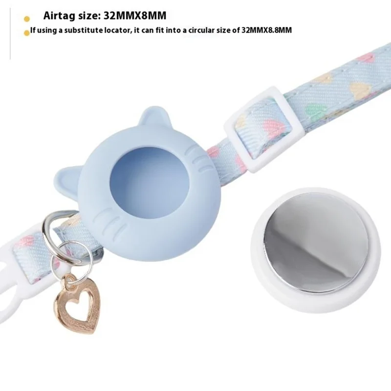 For AirTag Lovely Silicone Protective Case Pet Collar + Front Rear Hydrogel Film Set - Green / M