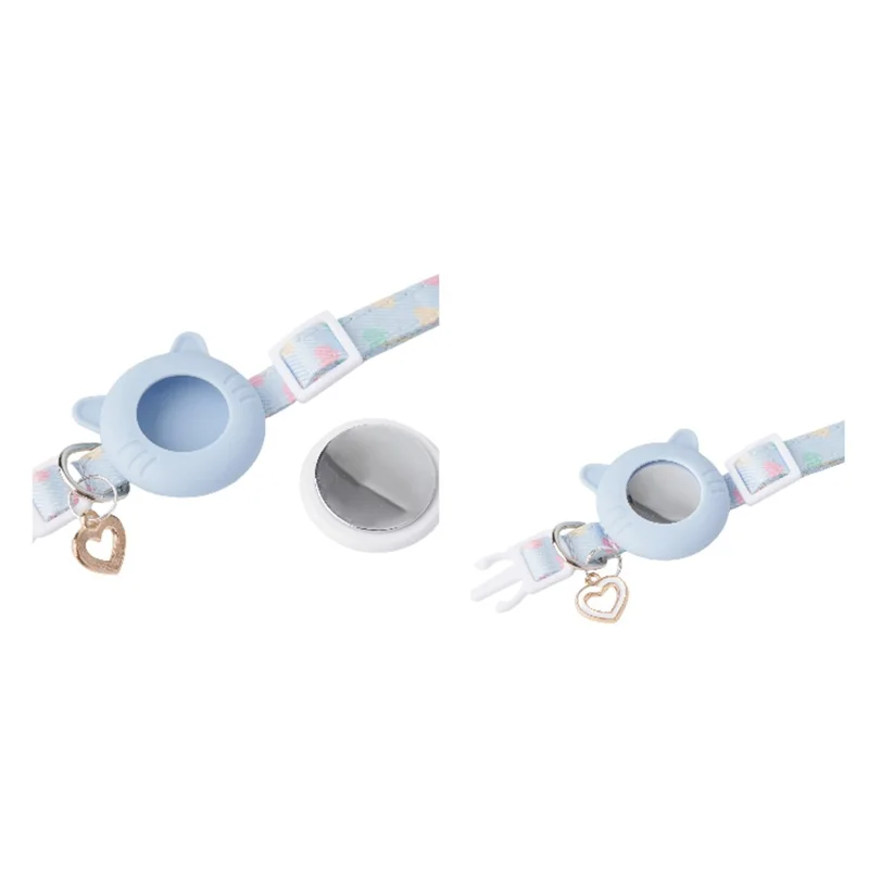 For AirTag Lovely Silicone Protective Case Pet Collar + Front Rear Hydrogel Film Set - Green / M