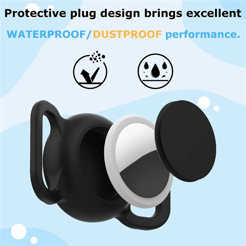 Para Apple AirTag Anti Lost Pet Tracker Diseño de onda Estuche de silicona con película de hidrogel frontal y trasera Juego - Negro