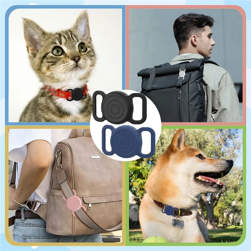 Para Apple AirTag Anti Lost Pet Tracker Diseño de onda Estuche de silicona con película de hidrogel frontal y trasera Juego - Negro