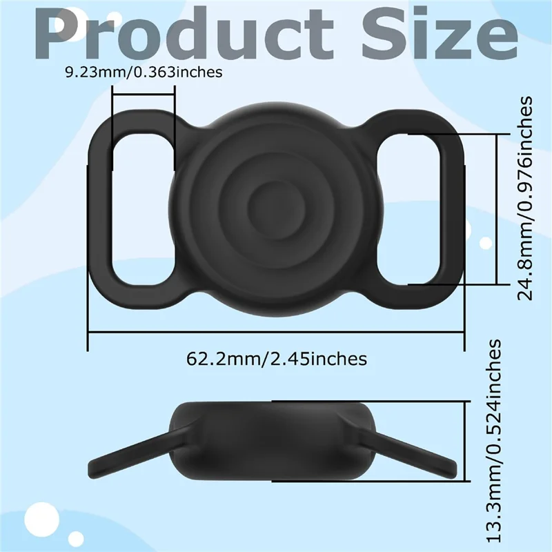 Para Apple AirTag Anti Lost Pet Tracker Diseño de onda Estuche de silicona con película de hidrogel frontal y trasera Juego - Negro