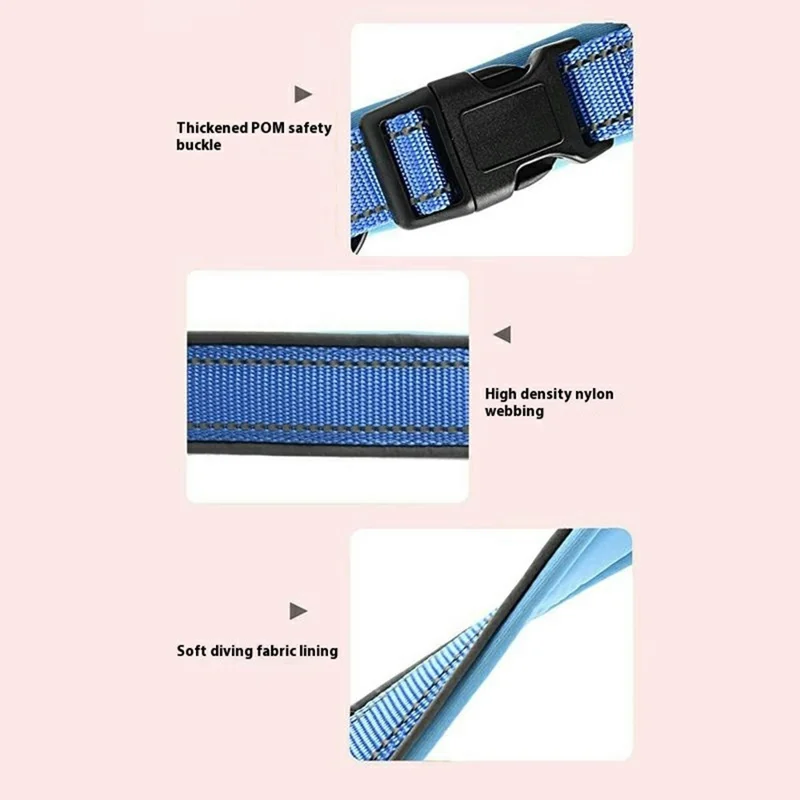 Reflective PU Leather Pet Dog Collar for AirTag Smart Tracker Holder Case, Size: XL - Blue