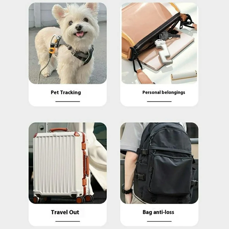 For Apple AirTag Tracker Silicone Case Pet Collar Attachment Dog Paw Pattern Anti Drop Protective Cover - White