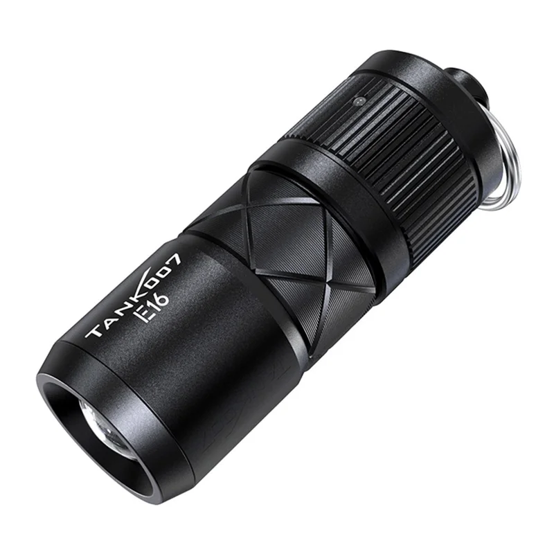 TANK007 E16 Mini Flashlight Zoomable USB Rechargeable Aluminum Alloy Torch with Keychain