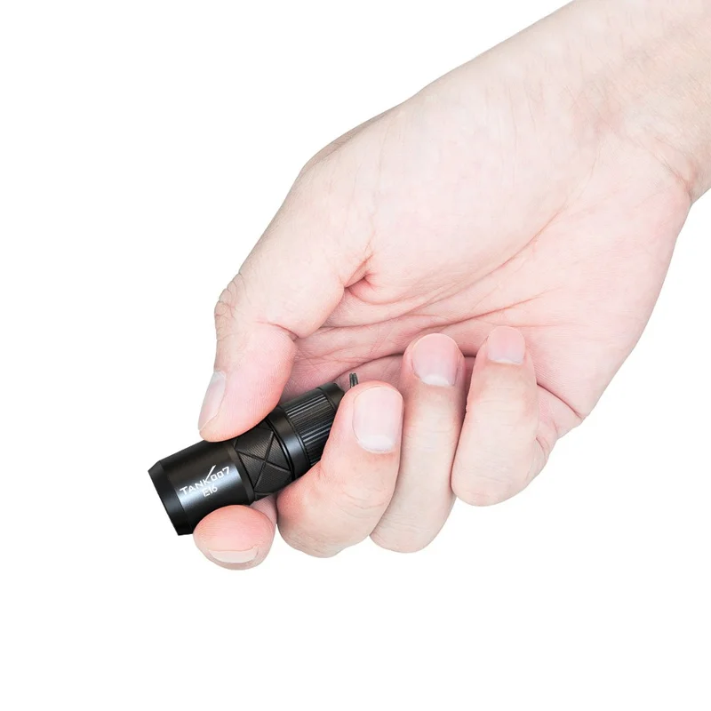 TANK007 E16 Mini Flashlight Zoomable USB Rechargeable Aluminum Alloy Torch with Keychain