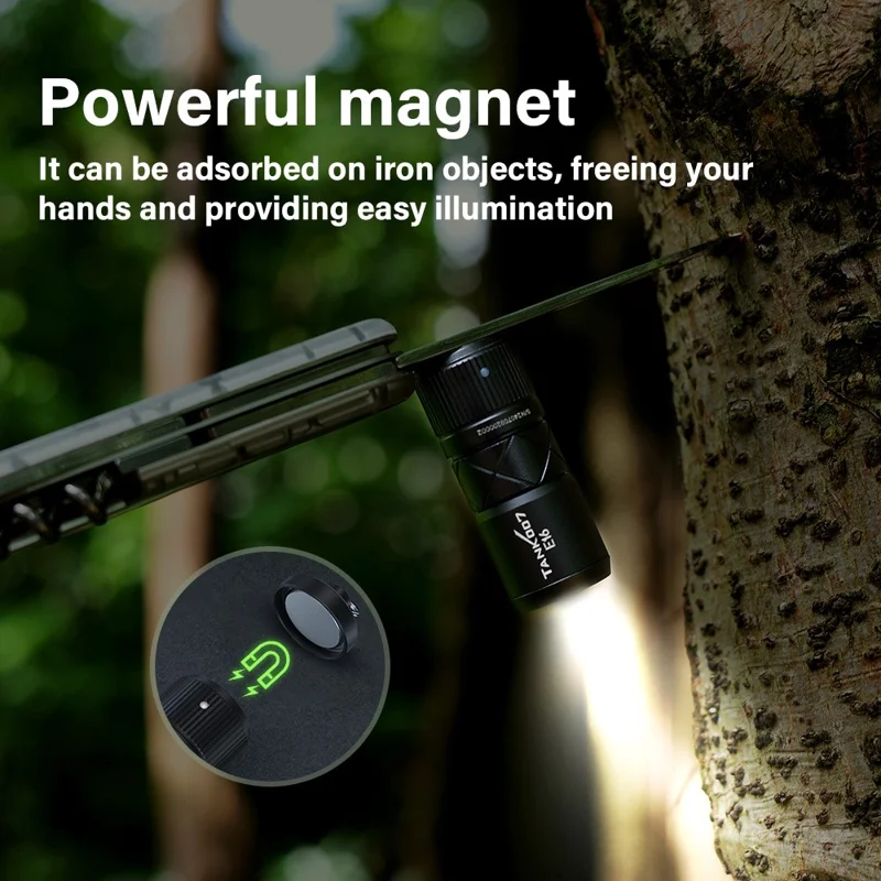 TANK007 E16 Mini Flashlight Zoomable USB Rechargeable Aluminum Alloy Torch with Keychain