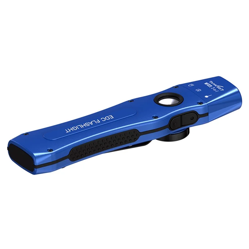 TANK007 WF02L Lanterna Multifuncional EDC à Prova d'Água IP64 Luz Branca, UV e Laser Verde com Clipe Traseiro - Azul