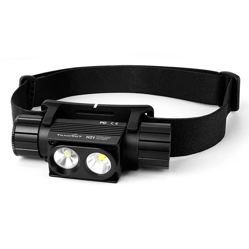 TANK007 H21 Spotlight  /  Floodlight Dual Light Source Headlamp 1000 Lumens Aluminum Alloy Head Torch - White+Red