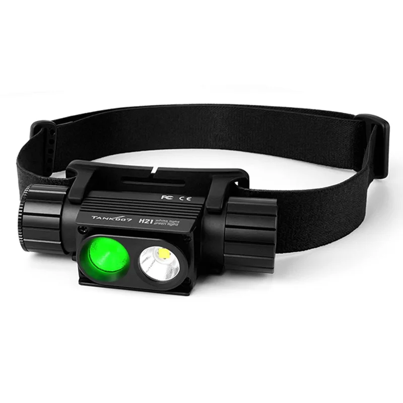 TANK007 H21 Spotlight  /  Floodlight Dual Light Source Headlamp 1000 Lumens Aluminum Alloy Head Torch - White+Green