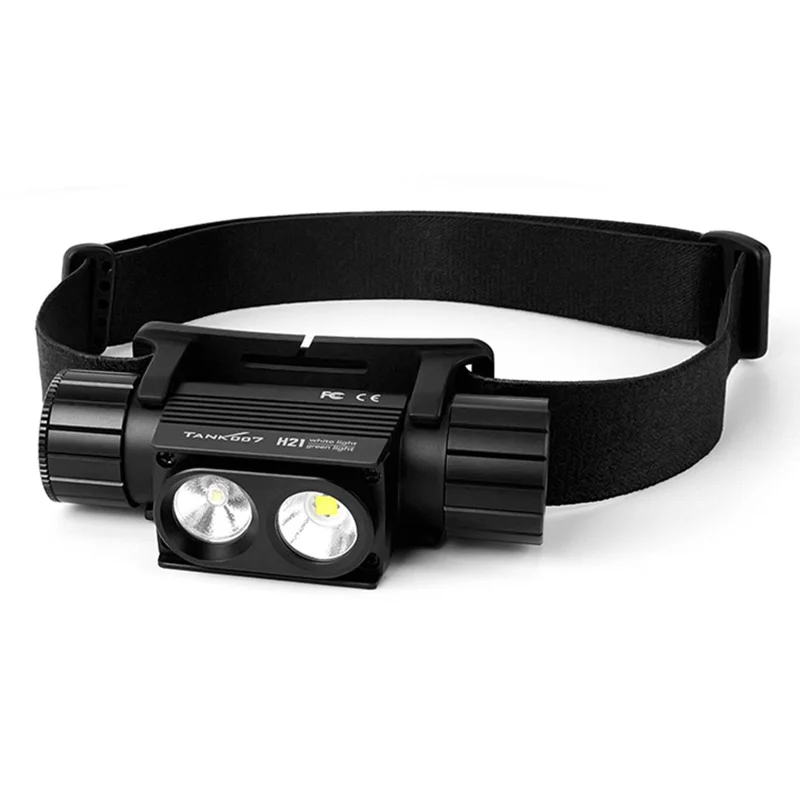 TANK007 H21 Spotlight  /  Floodlight Dual Light Source Headlamp 1000 Lumens Aluminum Alloy Head Torch - White+Green