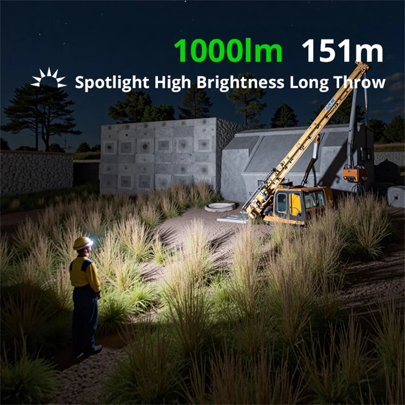 TANK007 H21 Spotlight  /  Floodlight Dual Light Source Headlamp 1000 Lumens Aluminum Alloy Head Torch - White+Green