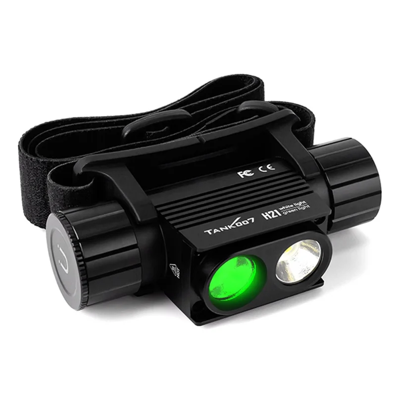 TANK007 H21 Spotlight  /  Floodlight Dual Light Source Headlamp 1000 Lumens Aluminum Alloy Head Torch - White+Green