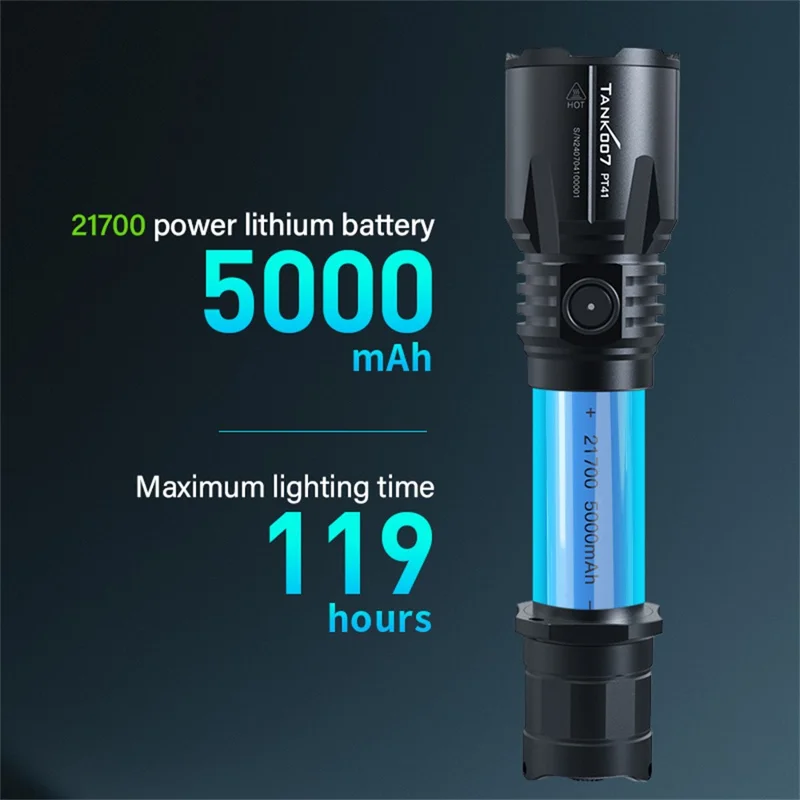 TANK007 PT41 30W High Power Tactical Flashlight Aluminum Alloy Rechargeable Outdoor Emergency Torch