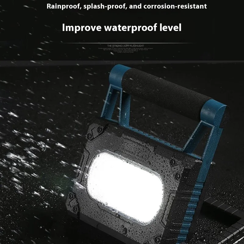 W875-2 Lampe de travail solaire pliable avec support, projecteur COB, lampe portable d'urgence extérieure