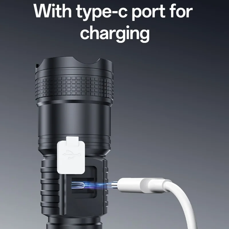 YESIDO TC11 مصباح يدوي قابل للتمدد مع تكبير رقمي LED ليزر أبيض 3 أوضاع قابل لإعادة الشحن مع شاشة رقمية