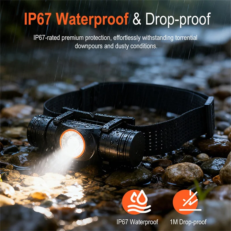 HP400 lysstærk hovedlampe i aluminiumslegering med 2500 mAh batteri, LED-hovedlygte til udendørs brug, vandtæt til cykling, løb og camping