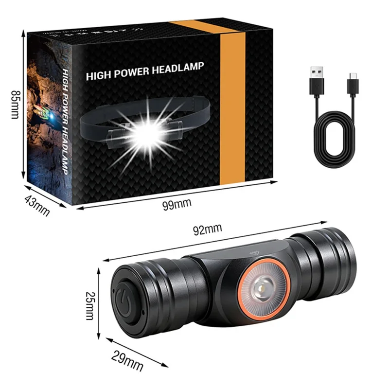 HP400 lysstærk hovedlampe i aluminiumslegering med 2500 mAh batteri, LED-hovedlygte til udendørs brug, vandtæt til cykling, løb og camping