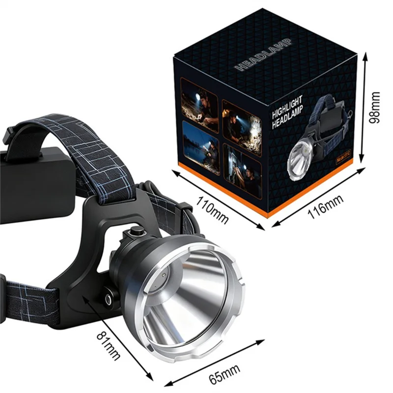 B10 IPX4 Impermeable LED Brillante Linterna Frontal Recargable con Puerto Tipo C con 2×1500mAh Batería Alcance Largo