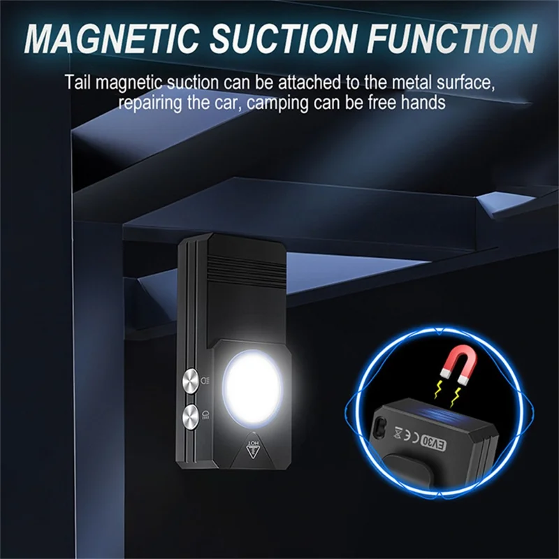 EV30 550 Lumens Brightness EDC Multi-Function Flashlight IP66 Waterproof Aluminum Alloy Clip Magnetic Work Light with UV Detection Red Blue Flash