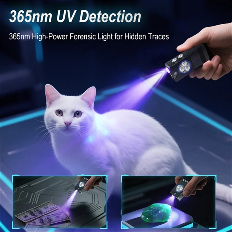 EV30 550 Lumens Brightness EDC Multi-Function Flashlight IP66 Waterproof Aluminum Alloy Clip Magnetic Work Light with UV Detection Red Blue Flash