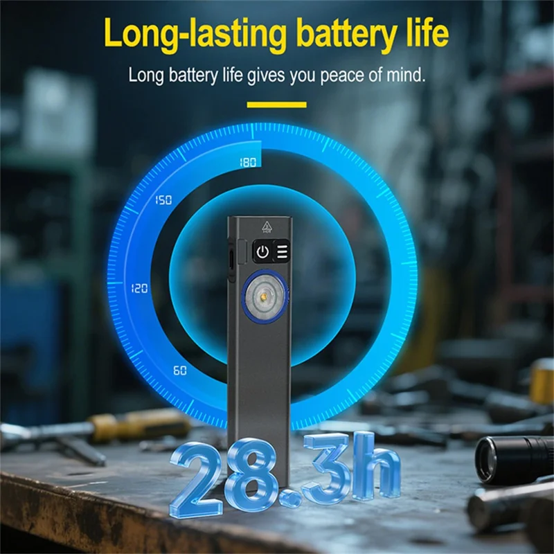 U8 IP67 Waterproof Aluminum Alloy Flashlight with Yellow and RGB Lights 650 Lumens Brightness Multi-Function Magnetic Torch