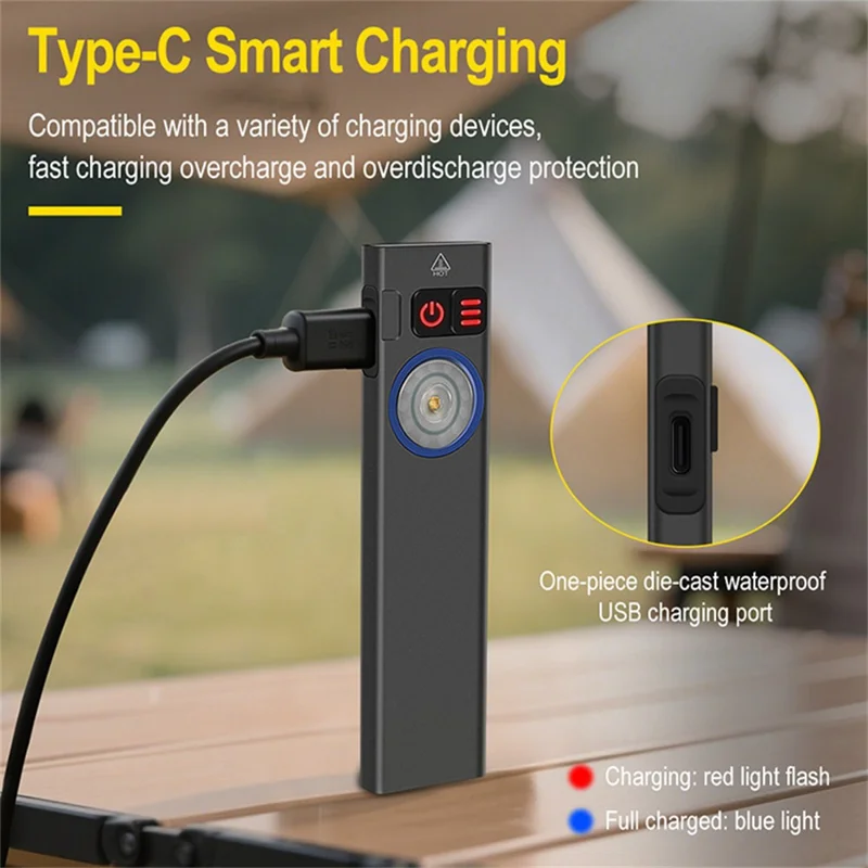 U8 IP67 Waterproof Aluminum Alloy Flashlight with Yellow and RGB Lights 650 Lumens Brightness Multi-Function Magnetic Torch